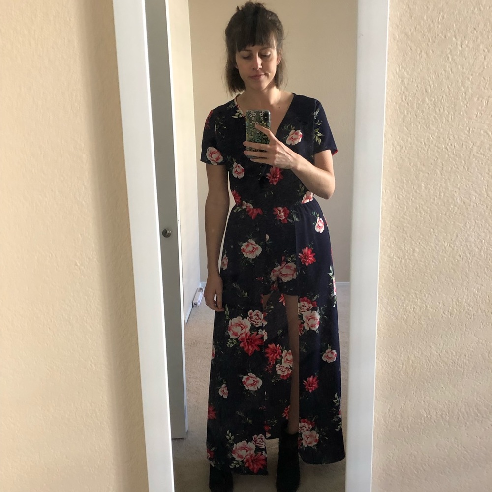 Floral Maxi Dress with built in Romper